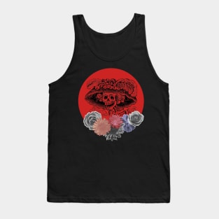 Halloween, Classic La Catrina, Black and Red with Flowers Tank Top